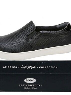 NIB Dr. Scholl's Madison Slip-On Sneaker Black Perforated Women's 8.5 Wide